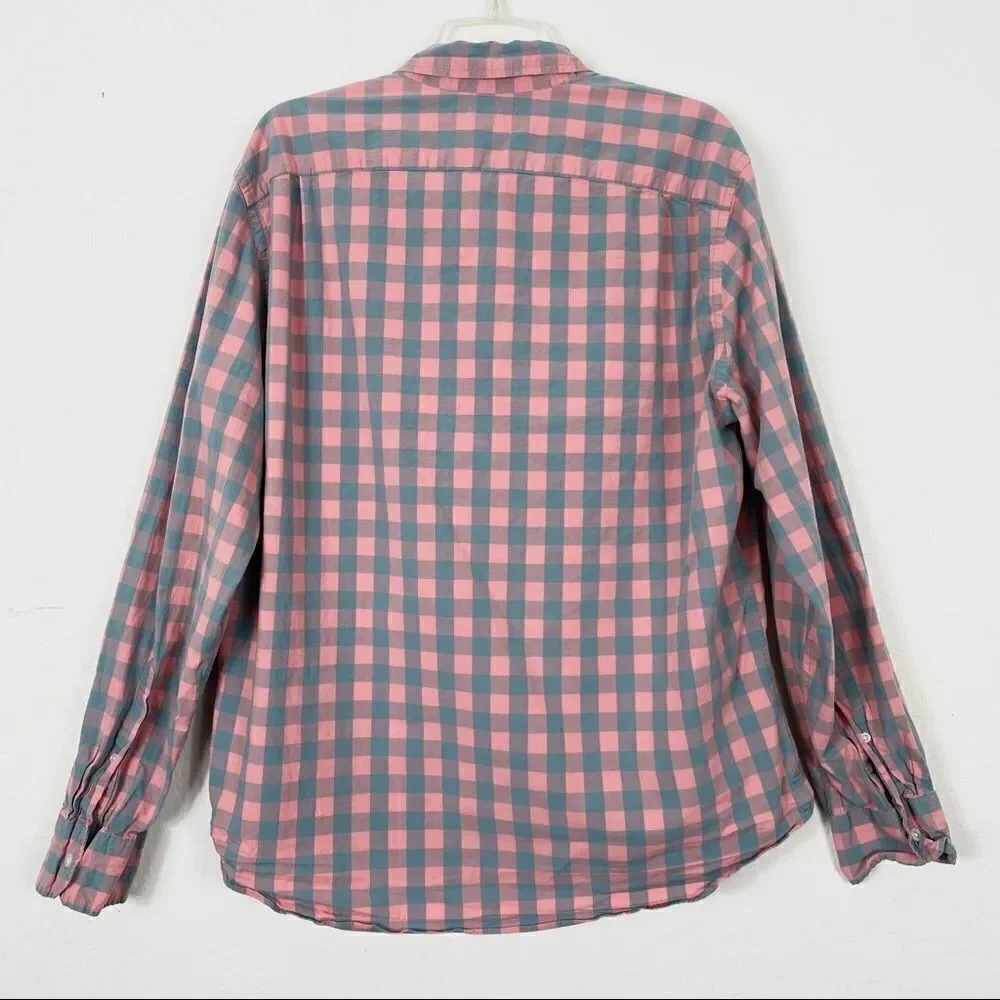 J. Crew Mercantile Pink & Blue Gingham Check Button Down Shirt